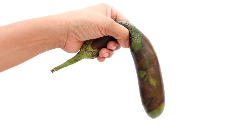 A limp vegetable symbolizes harmful foods for potency