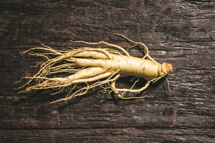 Ginseng root that stimulates blood flow to the male genitals